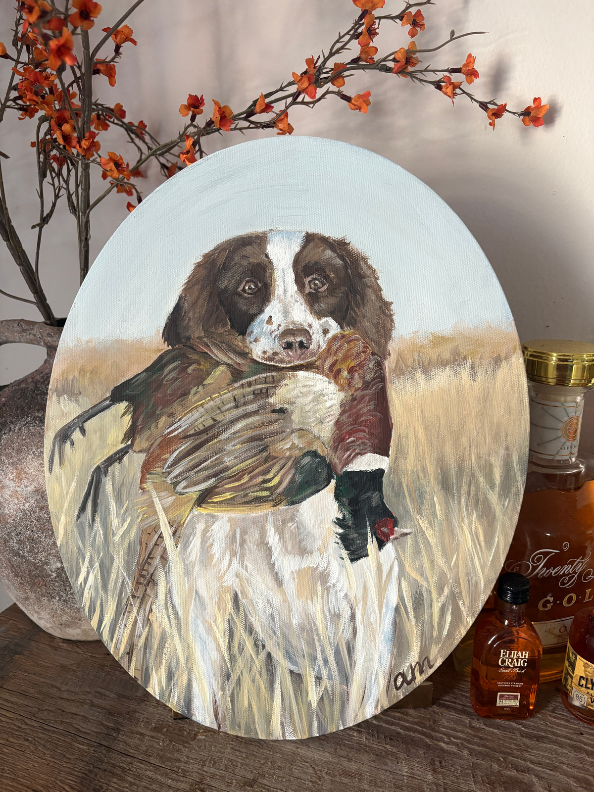 11x14 Oval Bird Dog