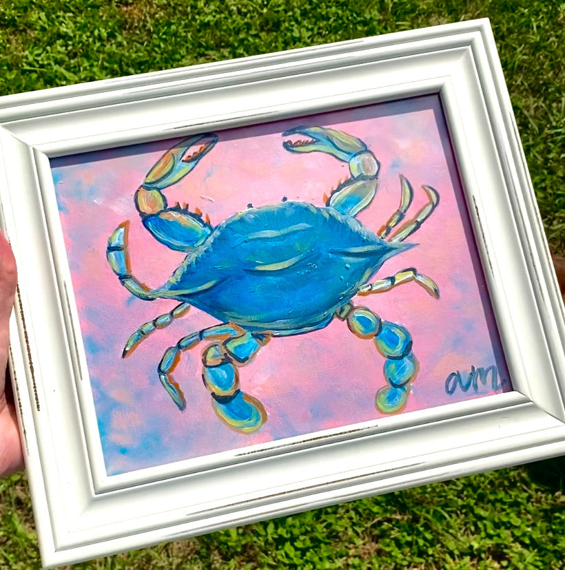 Blue Crab on Canvas Panel